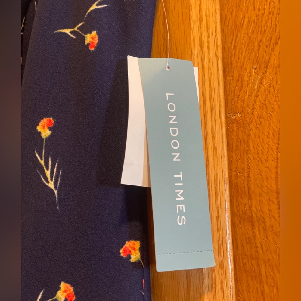 Navy and Floral Dress — By London Times, Size 10 - Picture 9 of 14